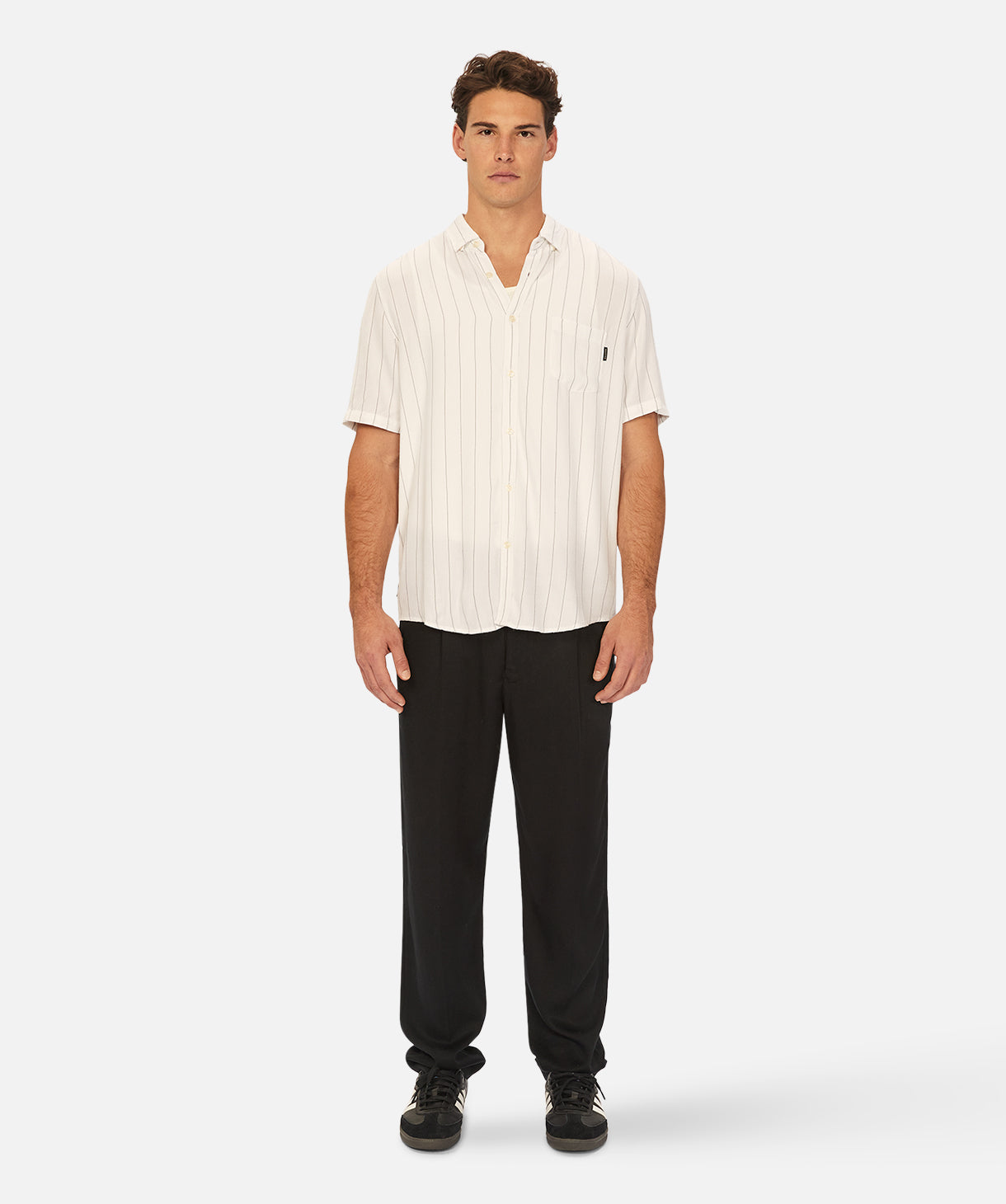 The Torrera Short Sleeve Shirt - White Black