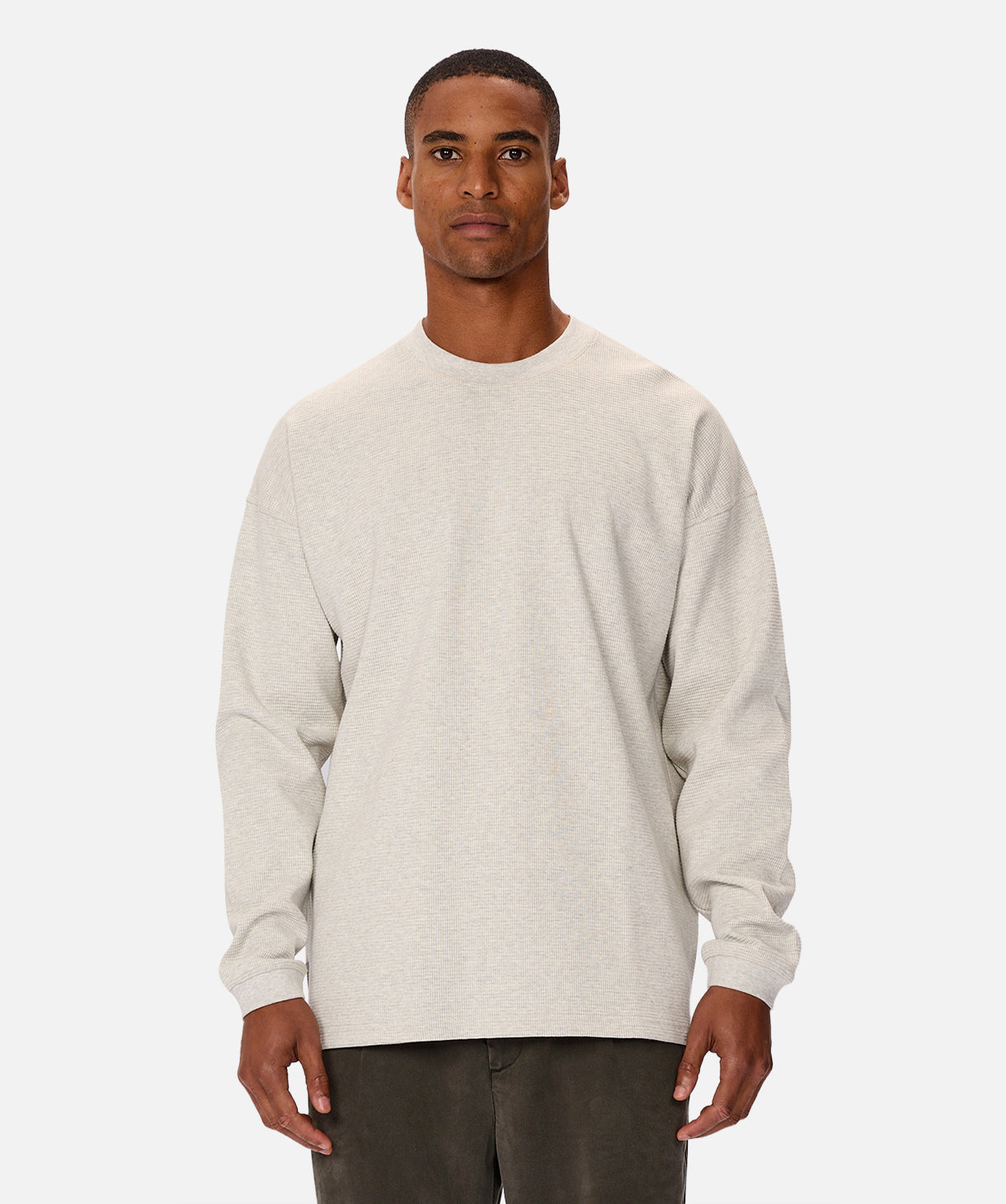 The Bridgeport Waffle Long Sleeve Tee - Oat Melange