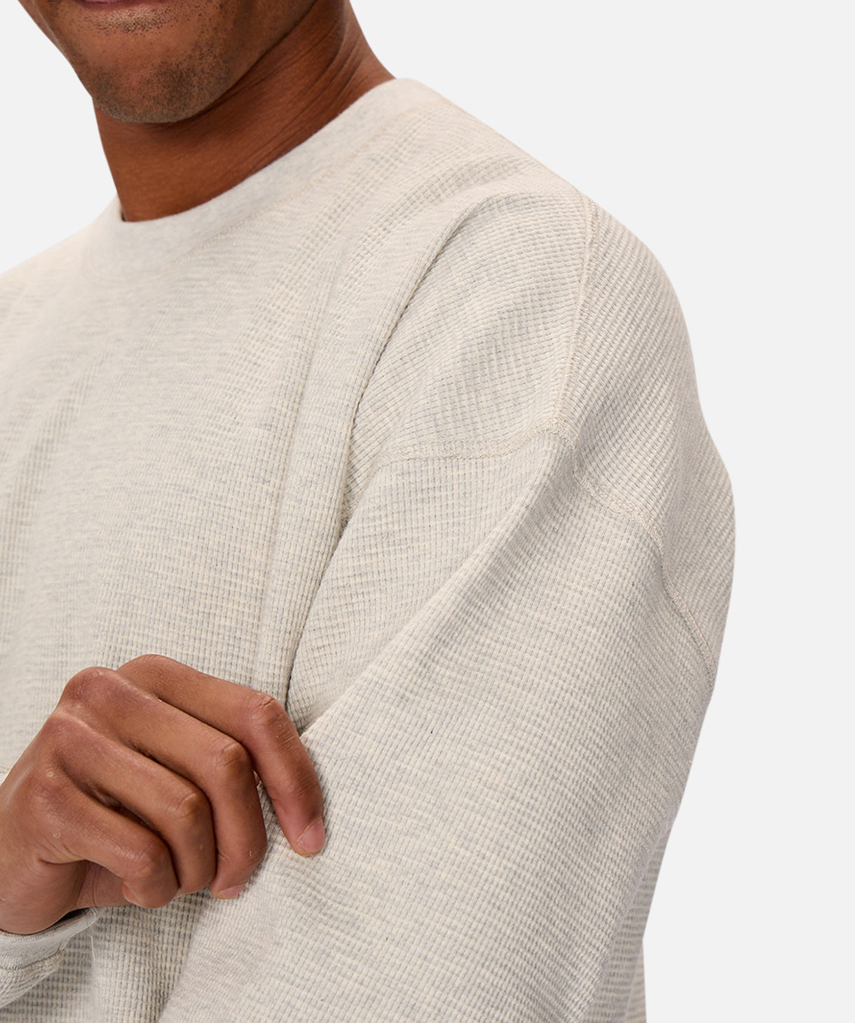The Bridgeport Waffle Long Sleeve Tee - Oat Melange
