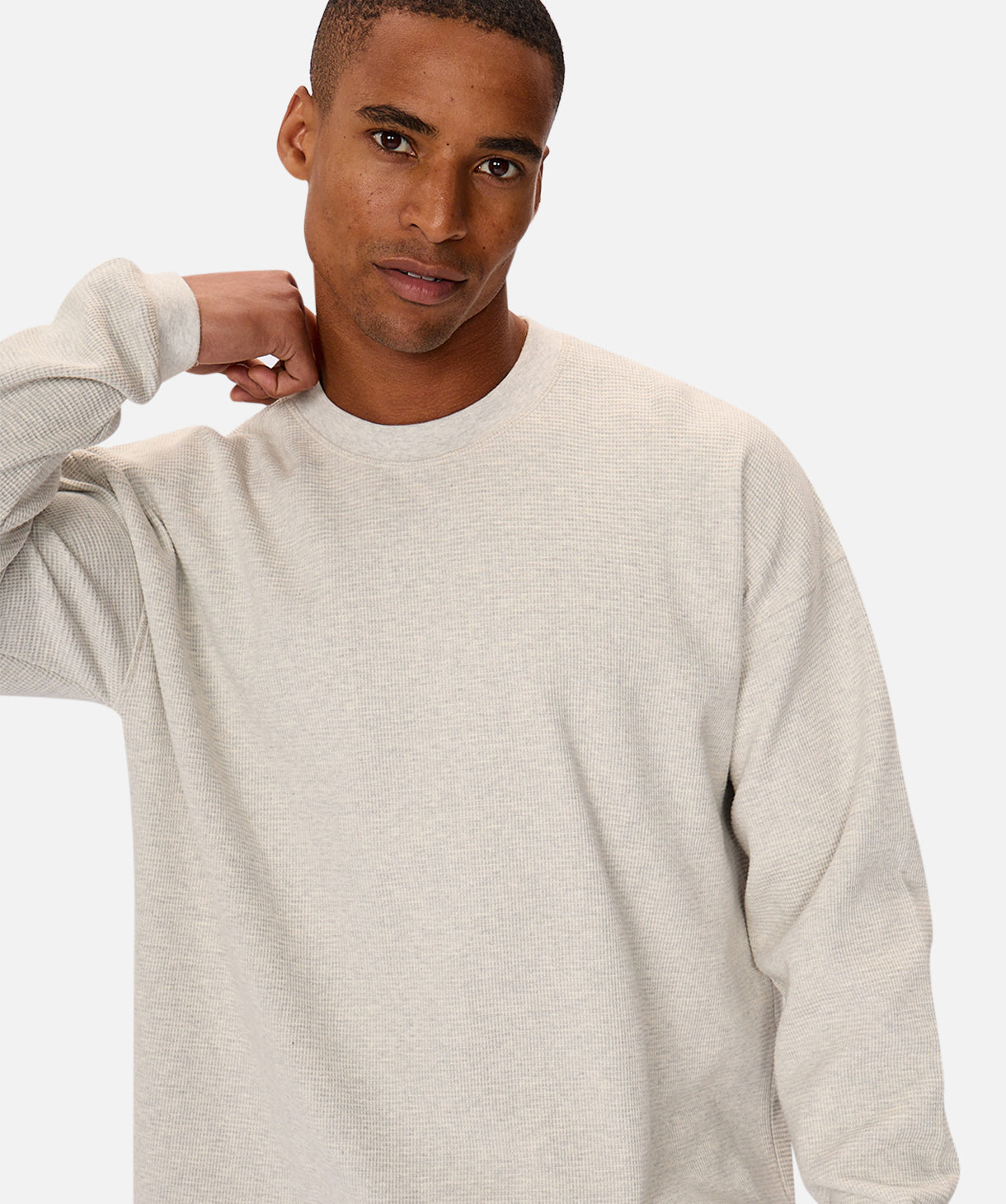 The Bridgeport Waffle Long Sleeve Tee - Oat Melange