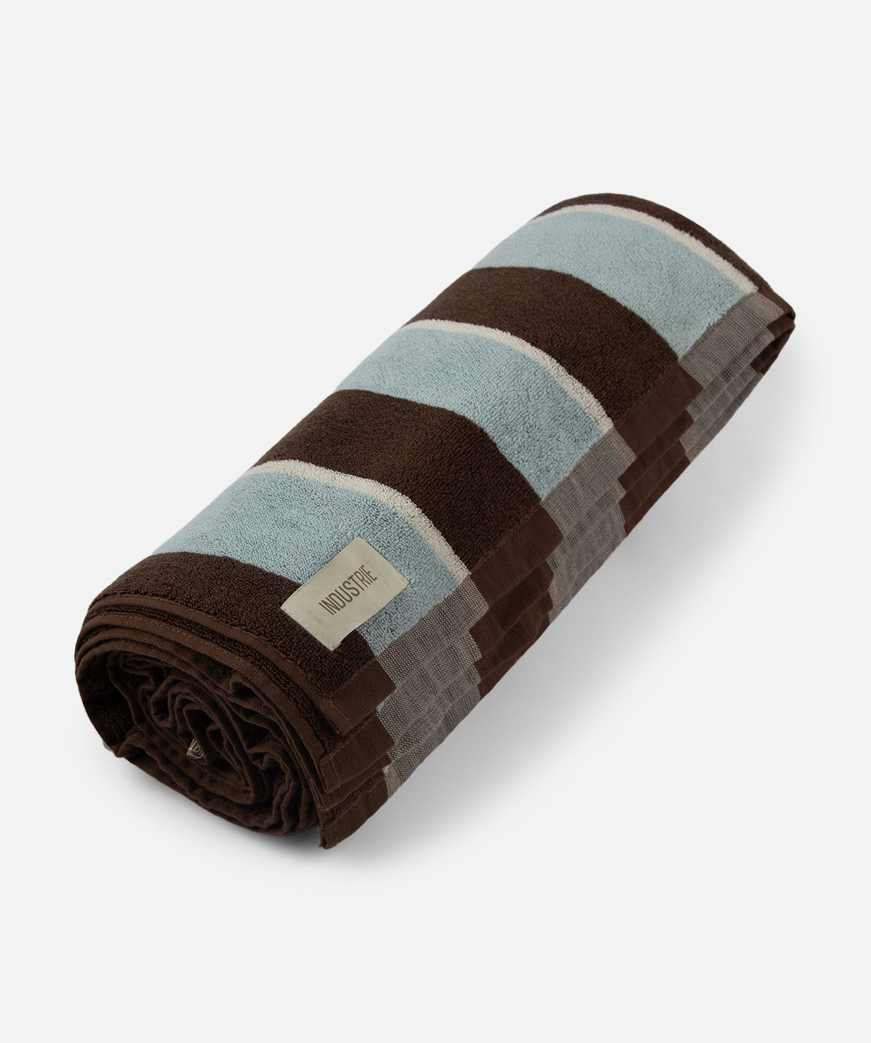 The Nazare Beach Towel - Mocha / Powder Blue / White