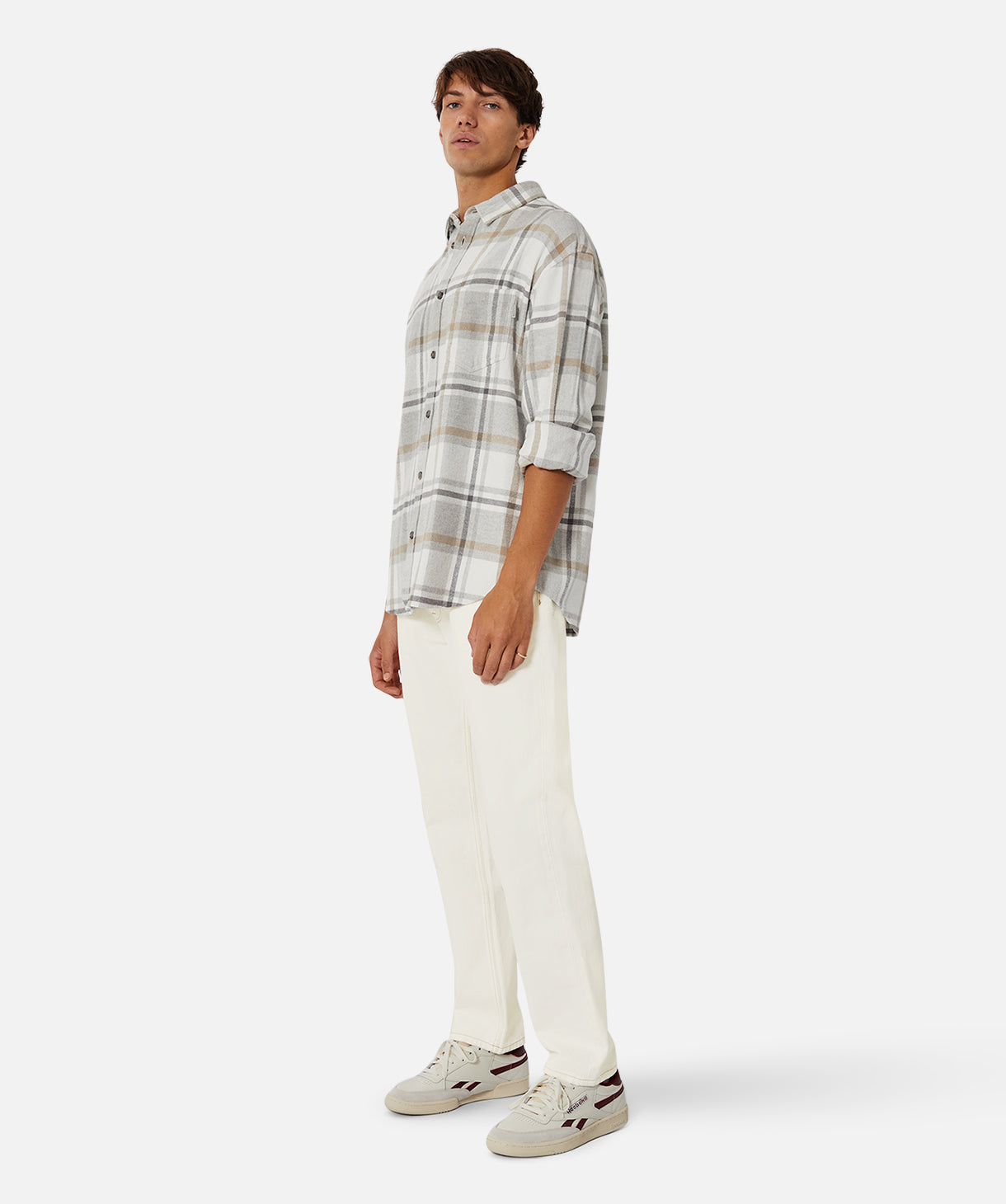 The Carver Long Sleeve Shirt - Grey / Brown