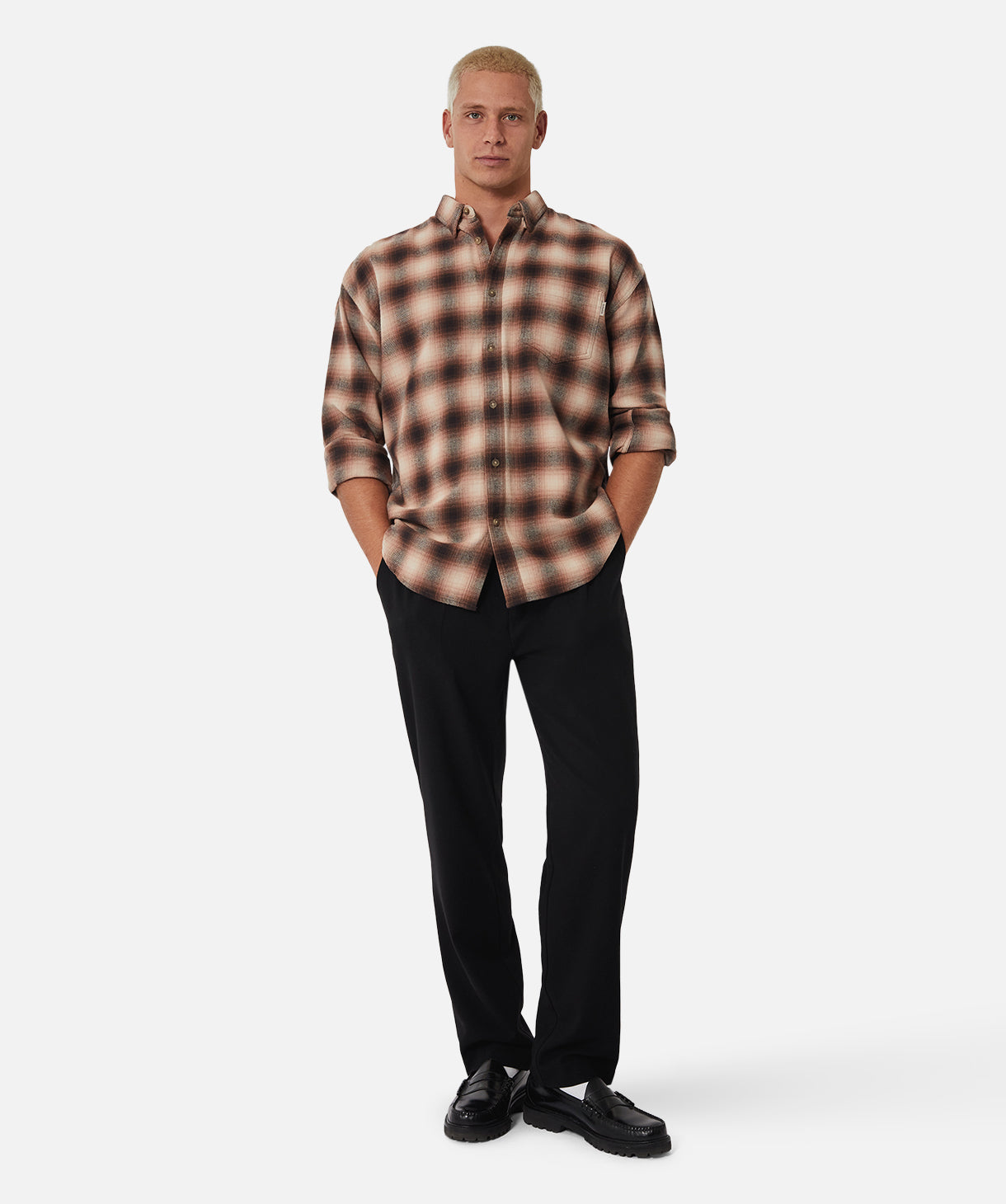 The Harrison Long Sleeve Shirt - Ginger/Black