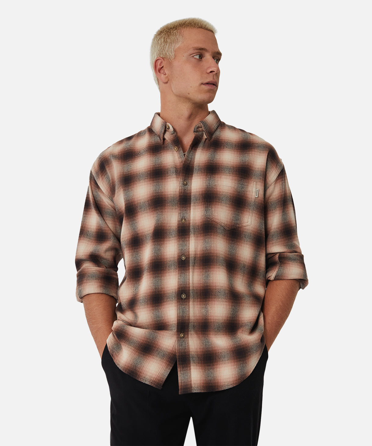 The Harrison Long Sleeve Shirt - Ginger/Black
