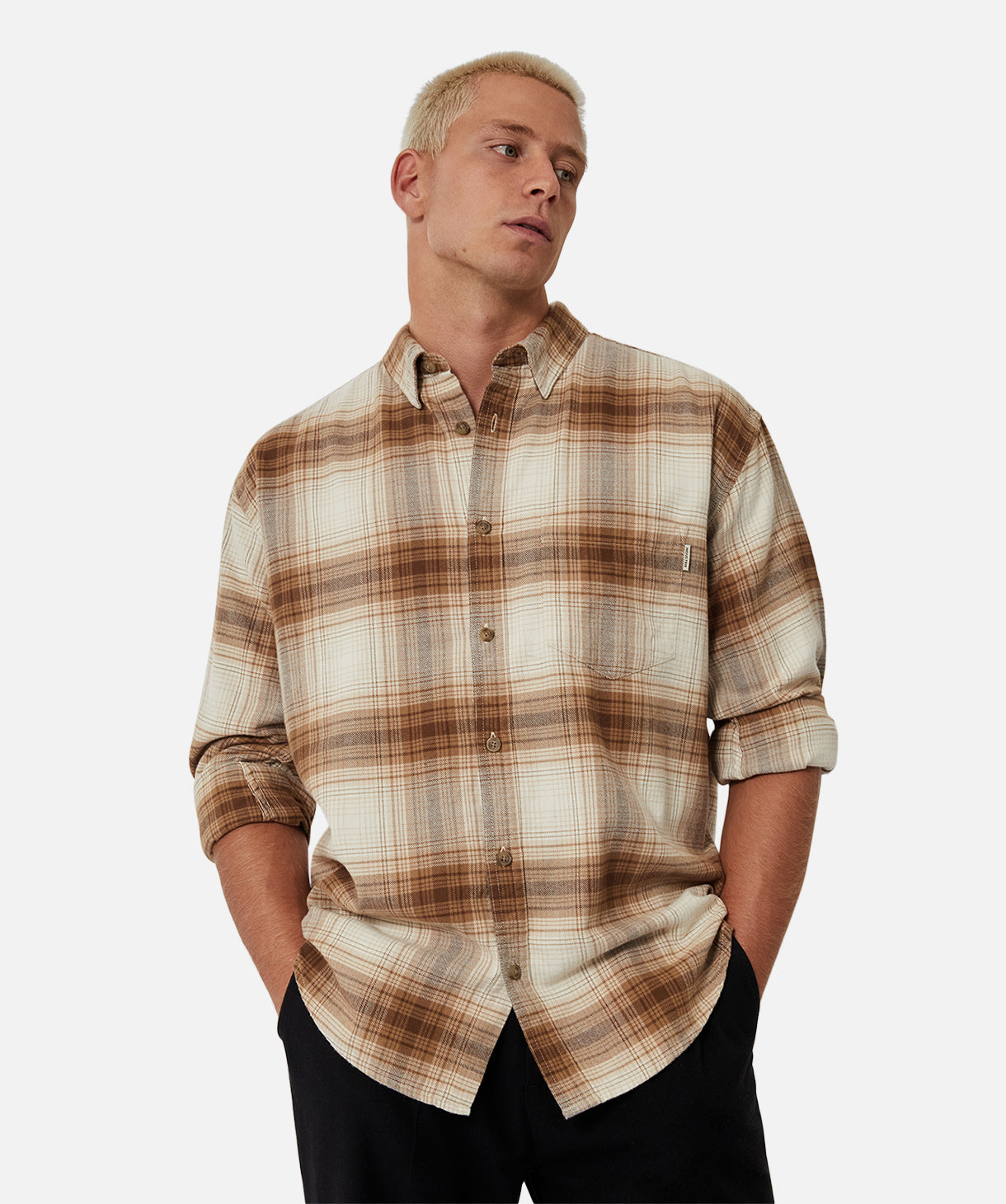 The Talladega Long Sleeve Shirt - Brown Combo