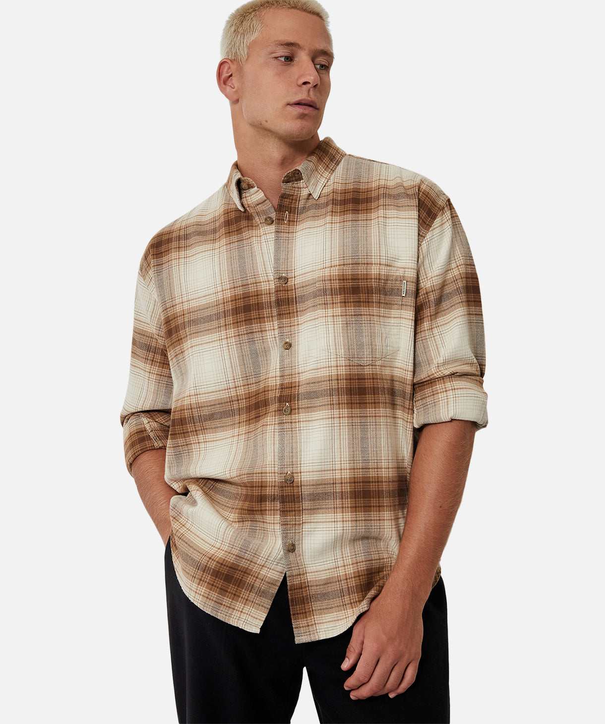 The Talladega Long Sleeve Shirt - Brown Combo