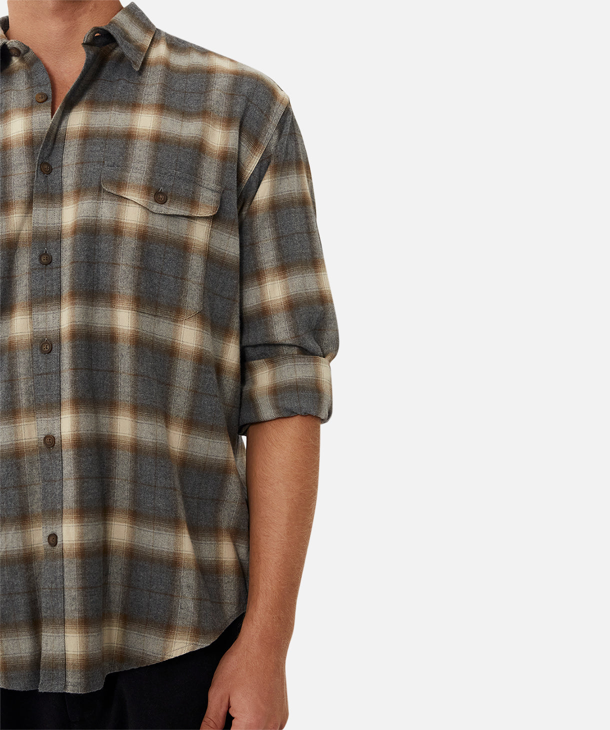 The Woburn Long Sleeve Shirt - Grey Combo