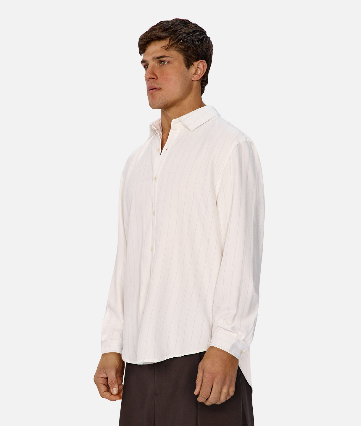 The Chaumont Long Sleeve Shirt - Off White/Grey