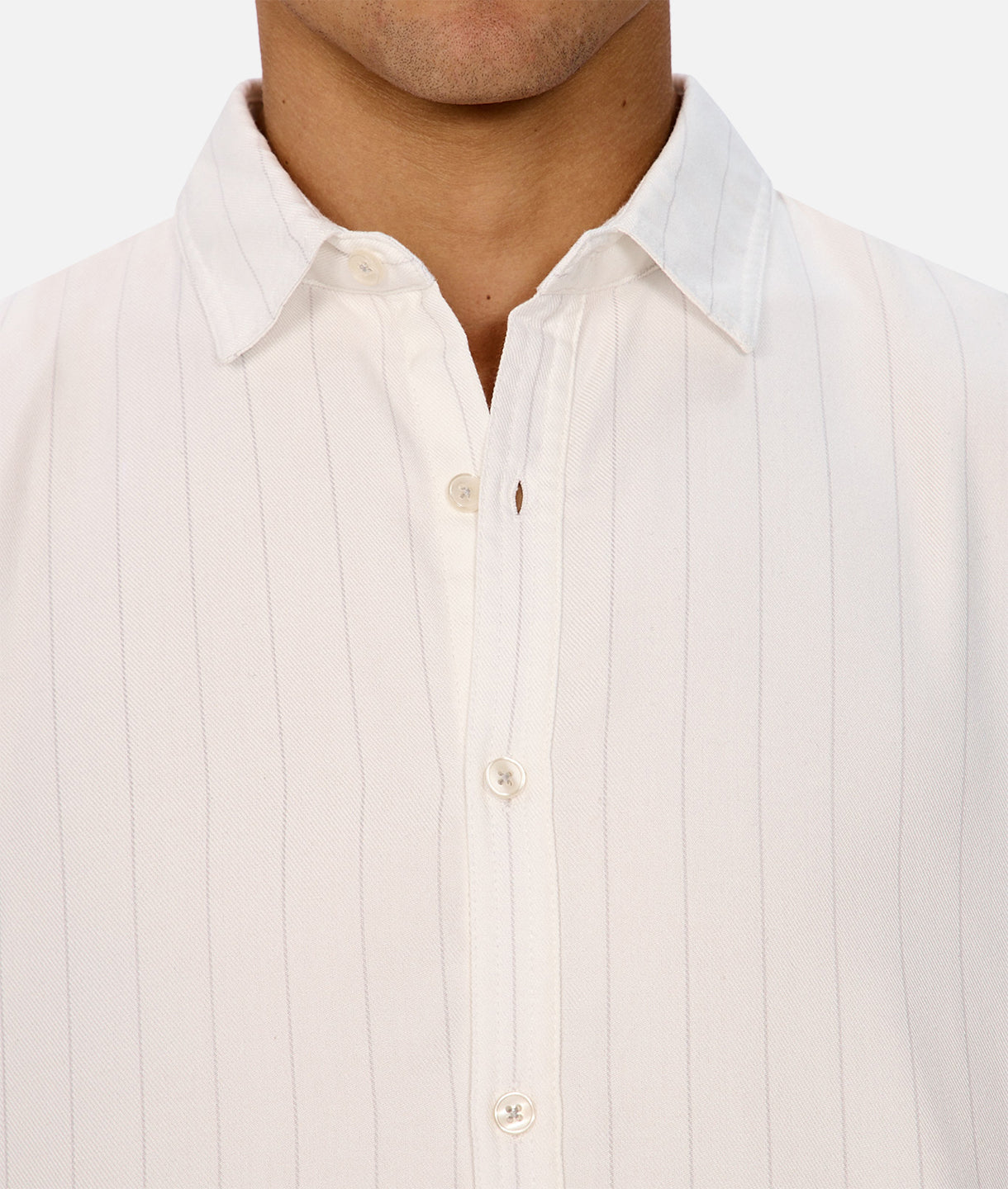 The Chaumont Long Sleeve Shirt - Off White/Grey