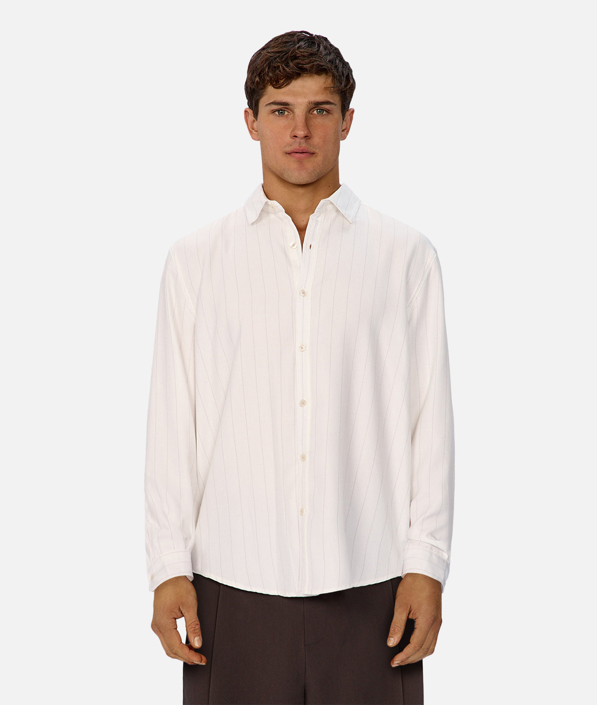 The Chaumont Long Sleeve Shirt - Off White/Grey