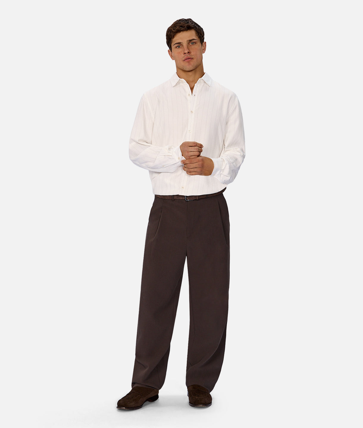 The Chaumont Long Sleeve Shirt - Off White/Grey