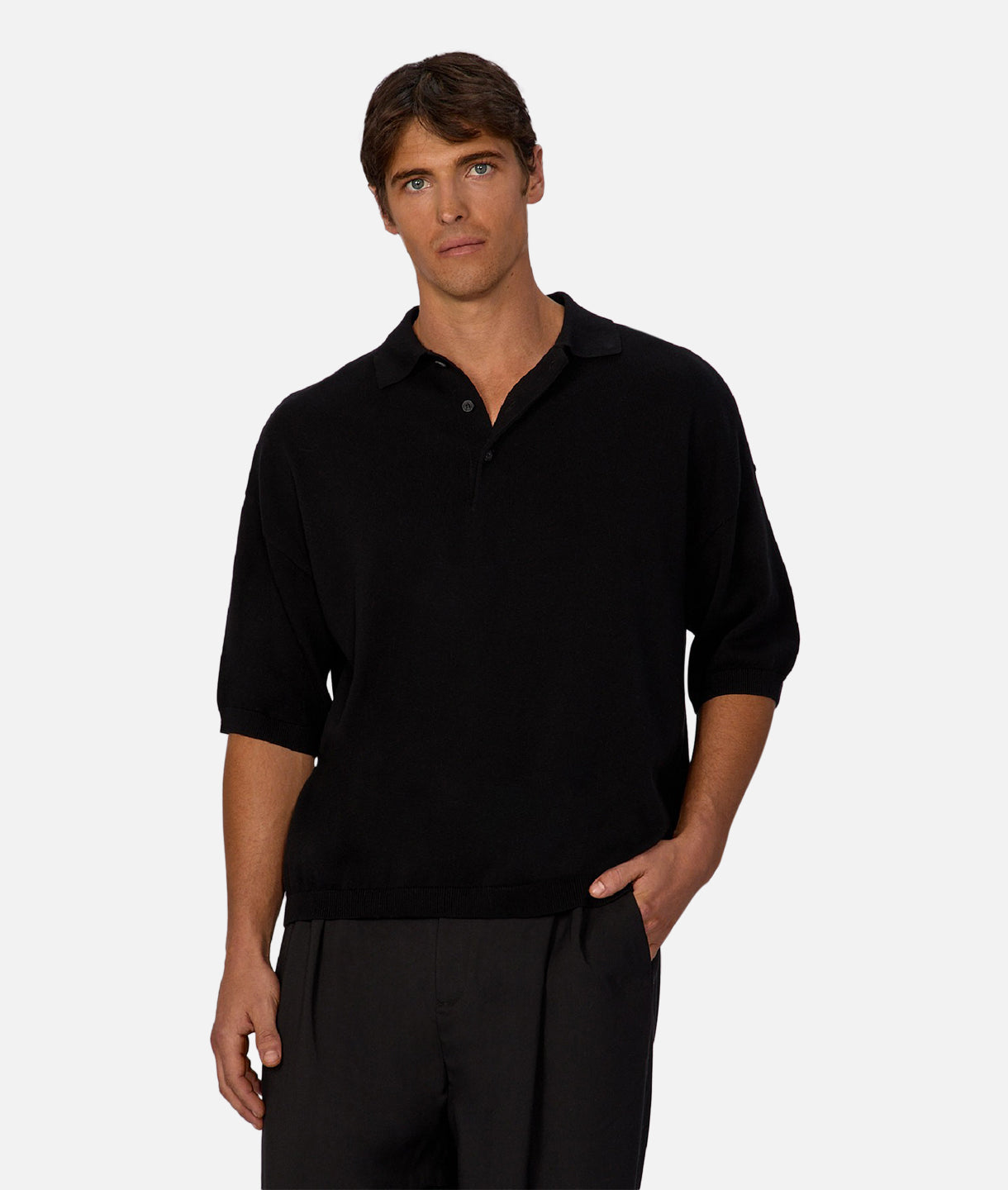 The Del Sur Knitted Polo - Black