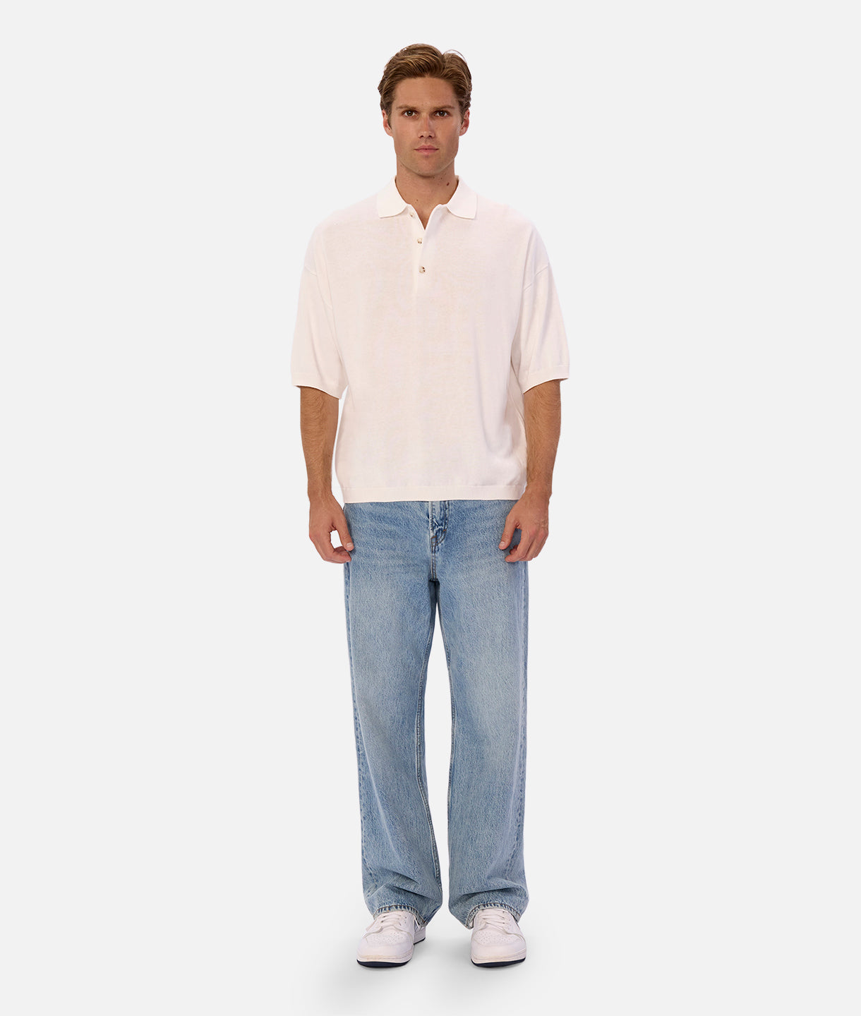 The Del Sur Knitted Polo - Milk