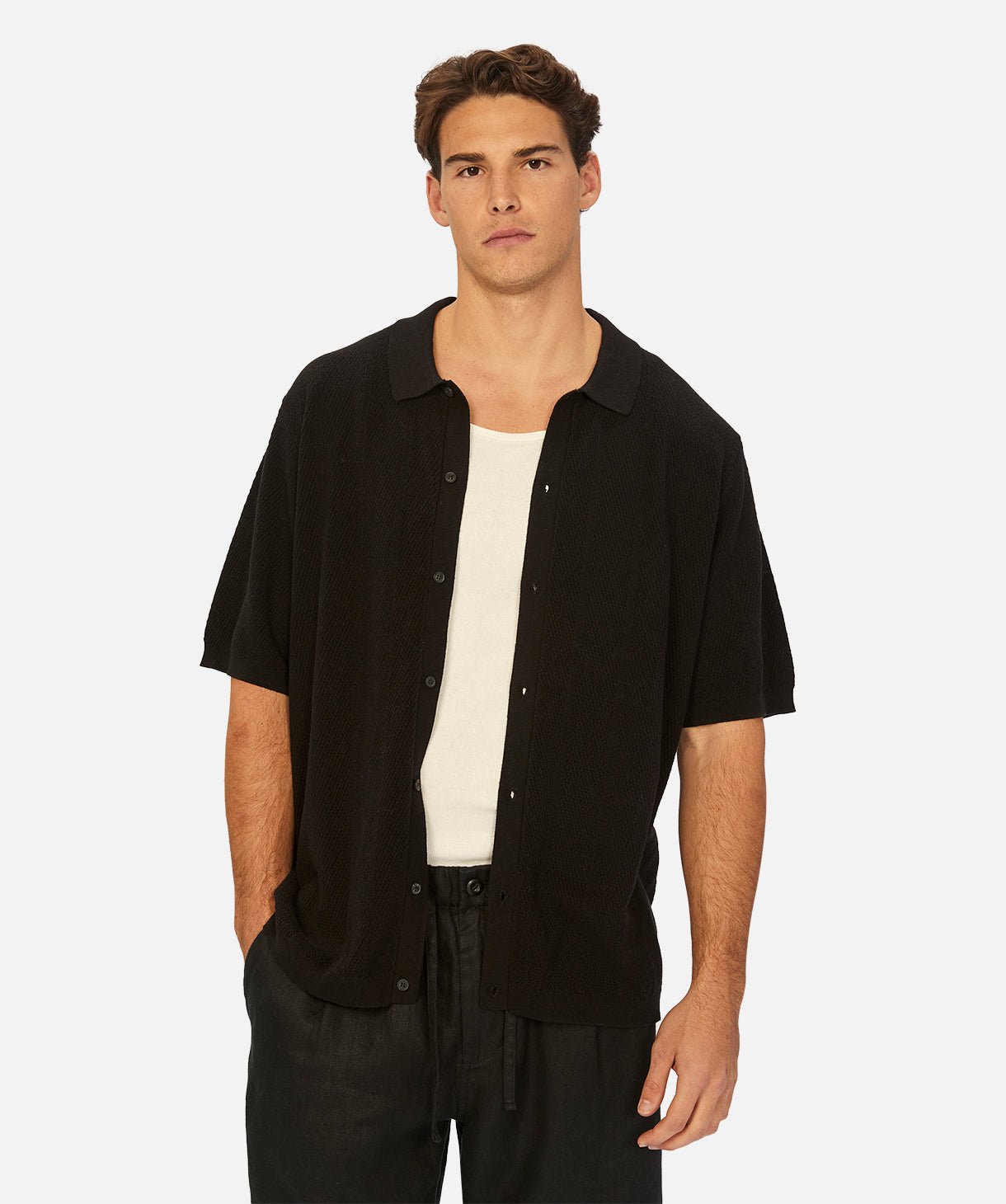 The Modena S/s Shirt Black Industrie Clothing Pty Ltd