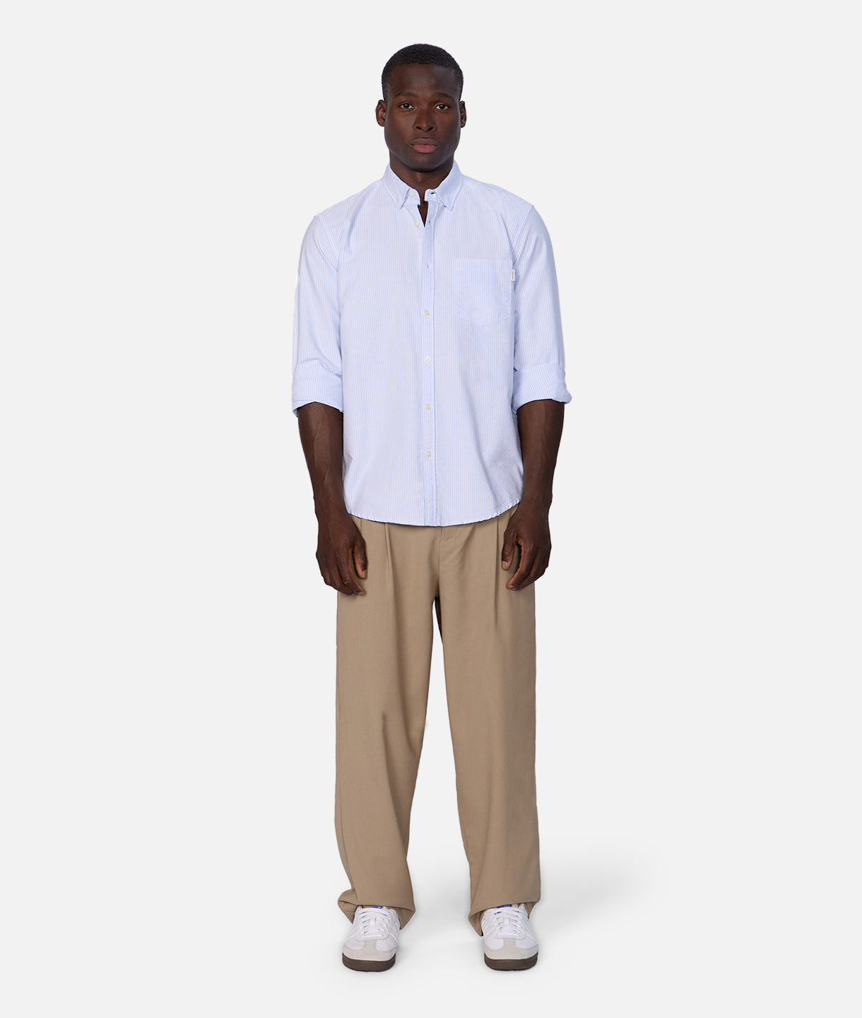 The Cambridge Long Sleeve Shirt - White Light Blue