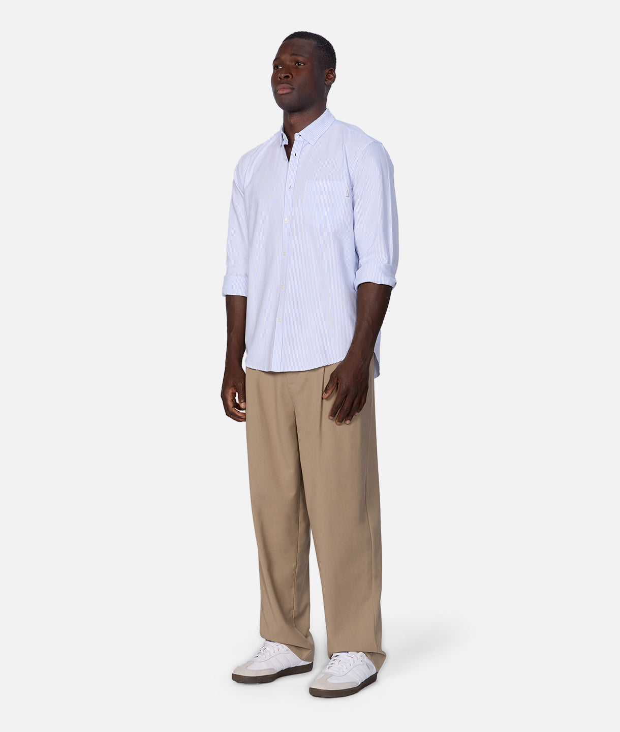 The Cambridge Long Sleeve Shirt - White Light Blue