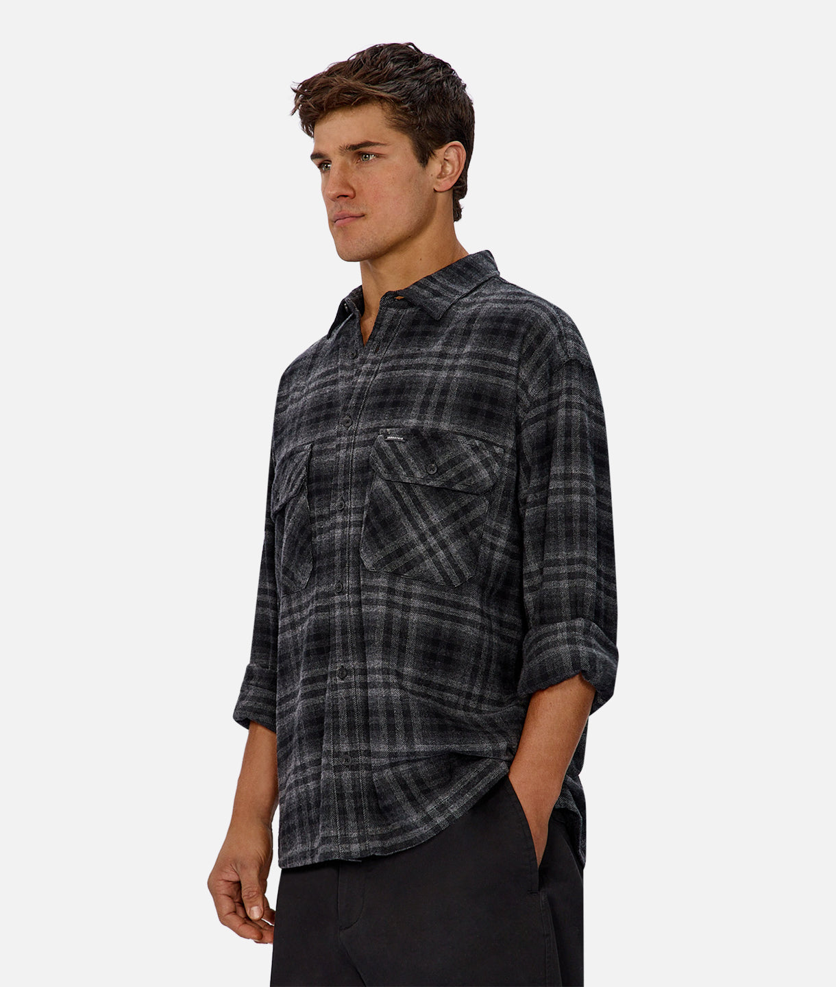 The Canton Long Sleeve Shirt - Charcoal/Grey
