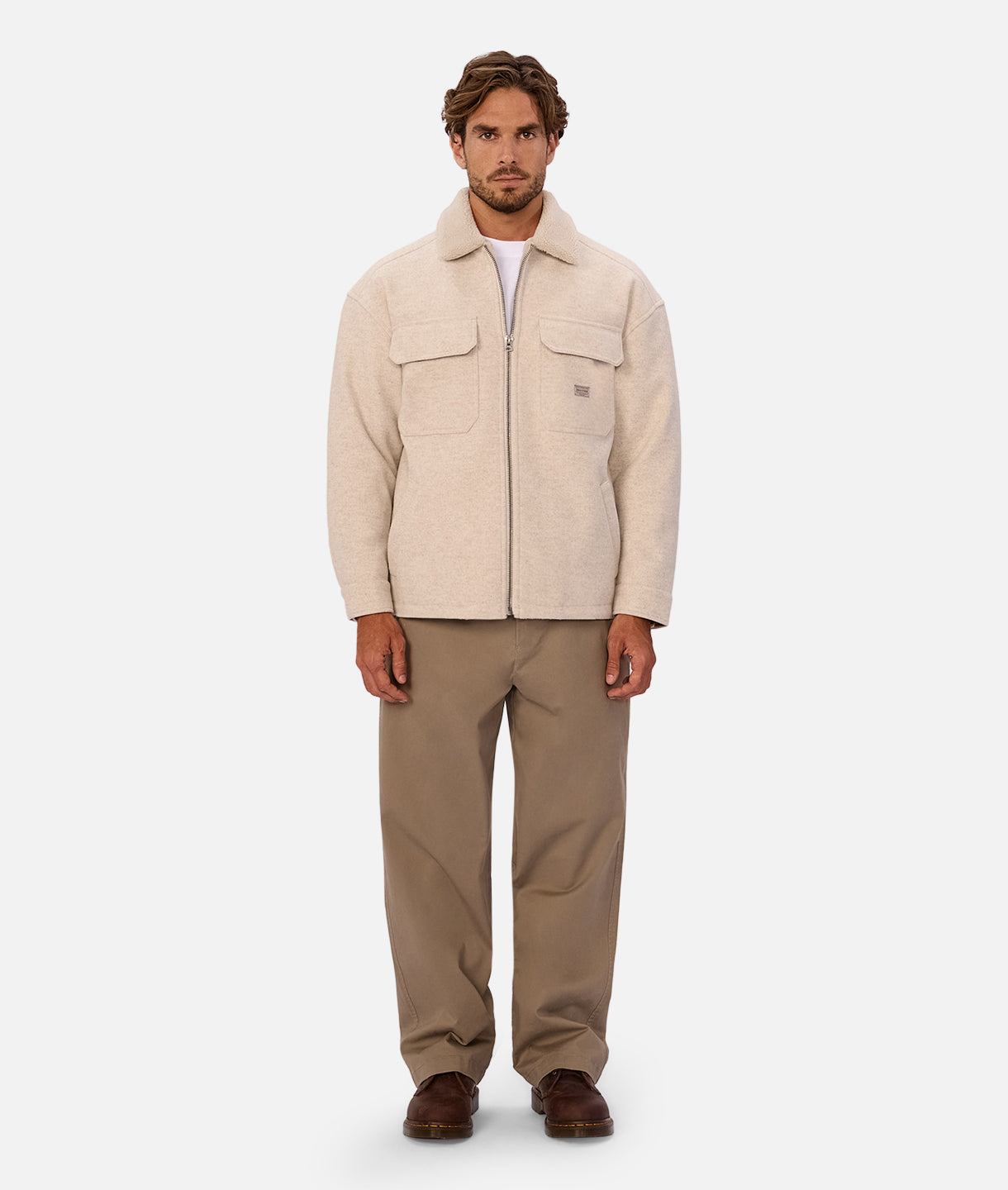 The Coleman Zip Sherpa Jacket - Oatmeal