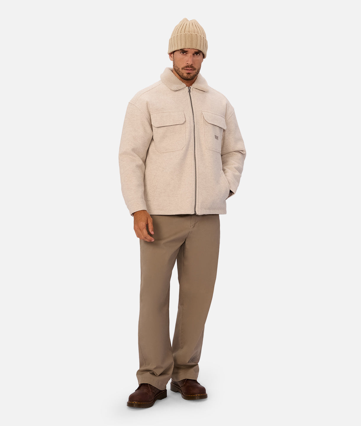 The Coleman Zip Sherpa Jacket - Oatmeal