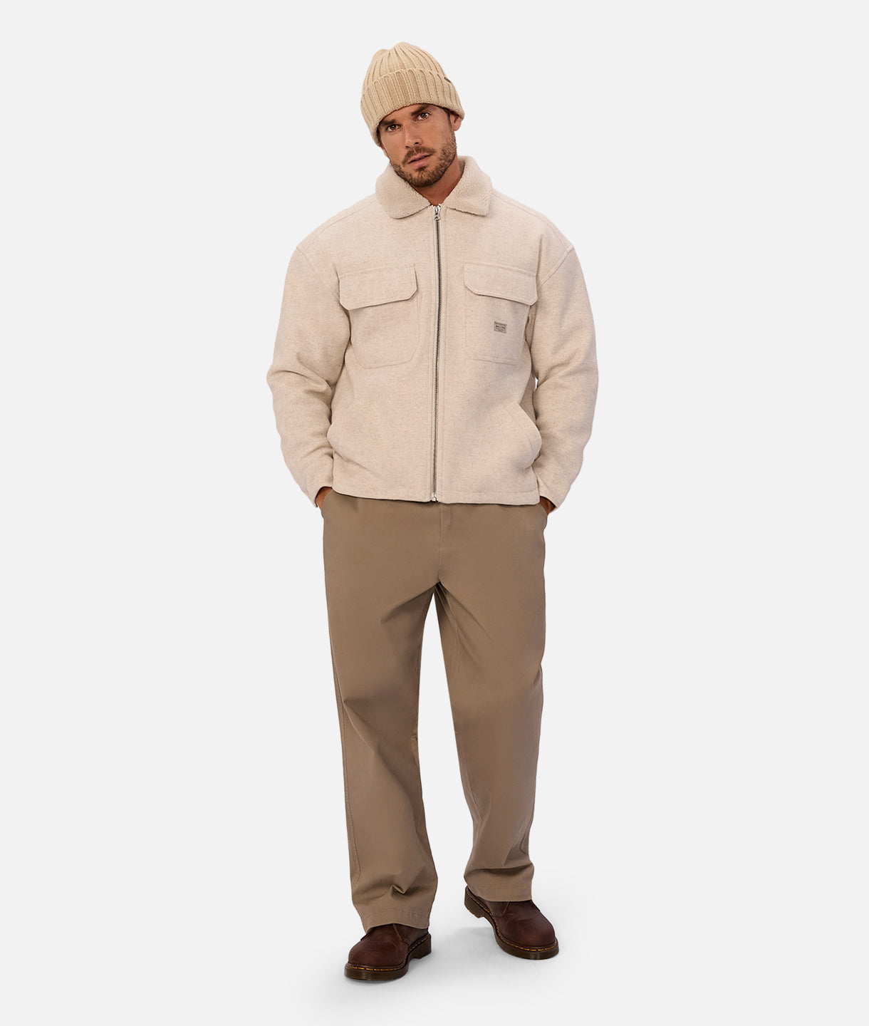 The Coleman Zip Sherpa Jacket - Oatmeal