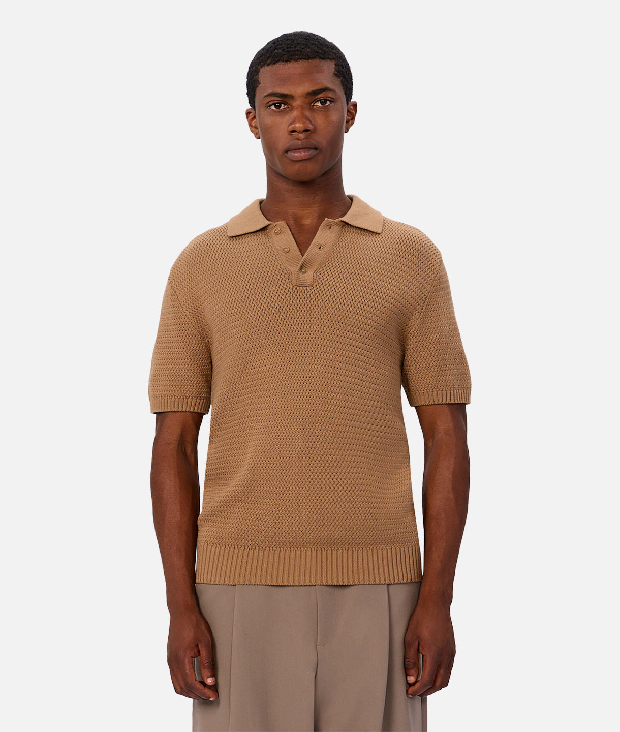 TTT MSW Kasuri Knit polo ニットポロ TTT MSW Knit Polo Cardigan Brown