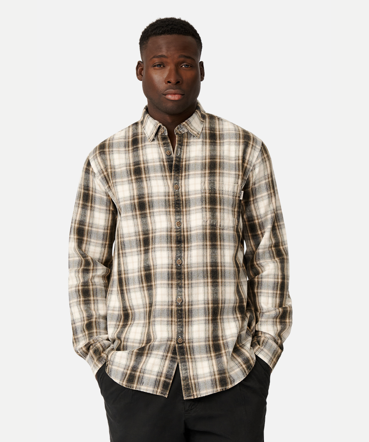 The Cedar Oaks Long Sleeve Shirt - Black/Stone