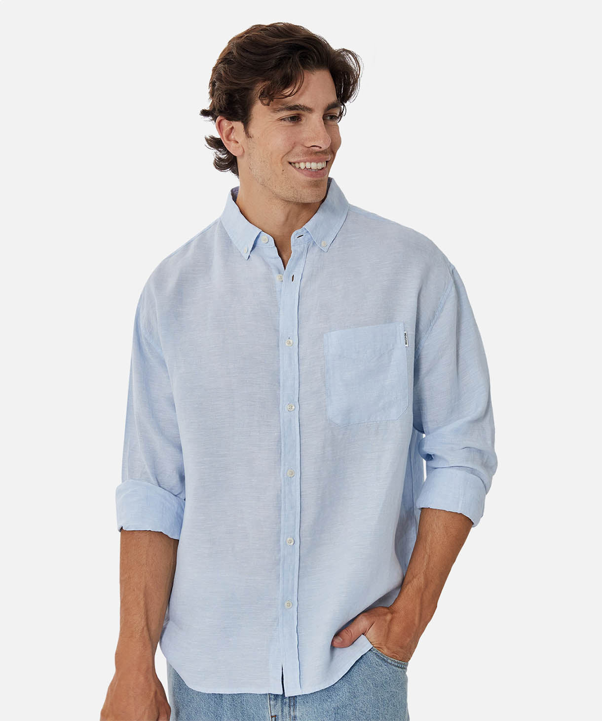 The Hemingway L/s Shirt - Sky – Industrie Clothing Pty Ltd