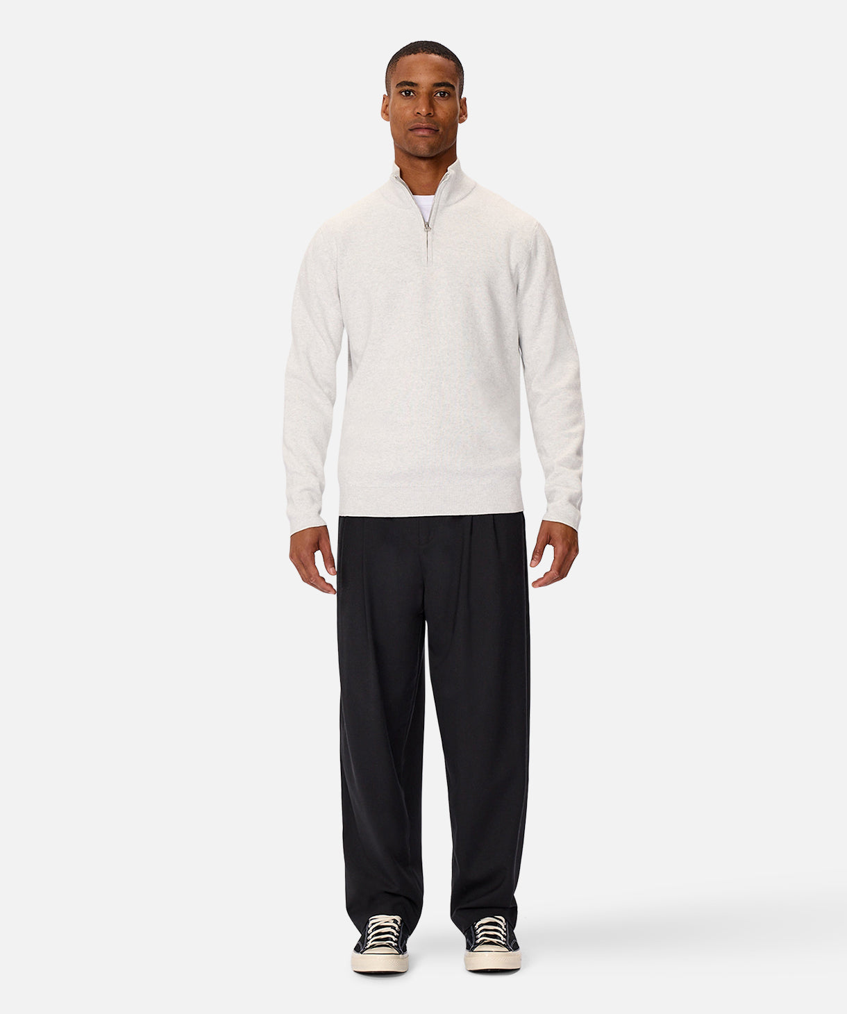 The Lakewood Zip Neck Knit - Snow Marle 24