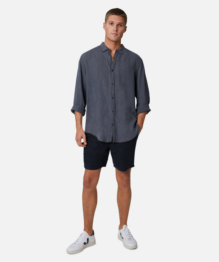 The Tennyson Linen Long Sleeve Shirt - ANTHRACITE