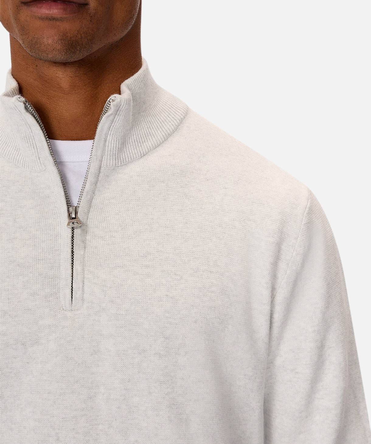 The Lakewood Zip Neck Knit - Snow Marle 24