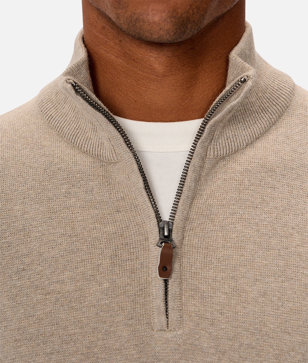 The Lakewood Zip Neck Knit - Wheat Marle – Industrie AU