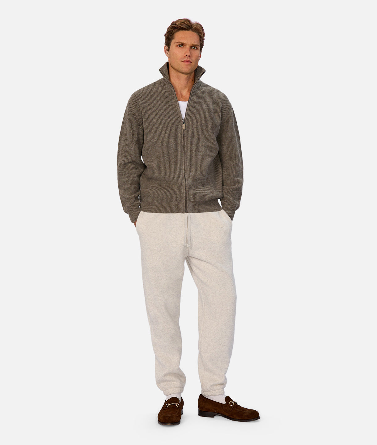 The Brunswick Zip Through Knit - Elmwood