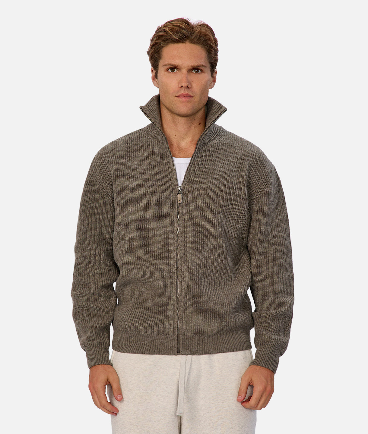 The Brunswick Zip Through Knit - Elmwood