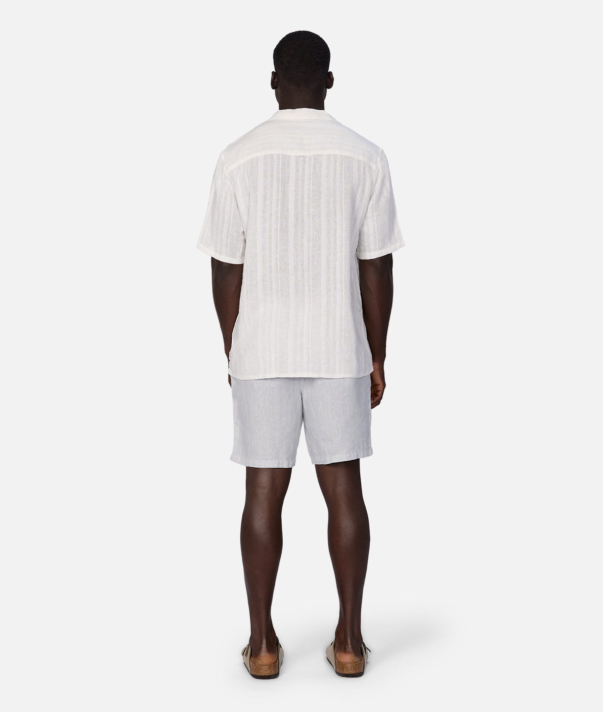 The Catanza Stripe S/s Linen Shirt - White