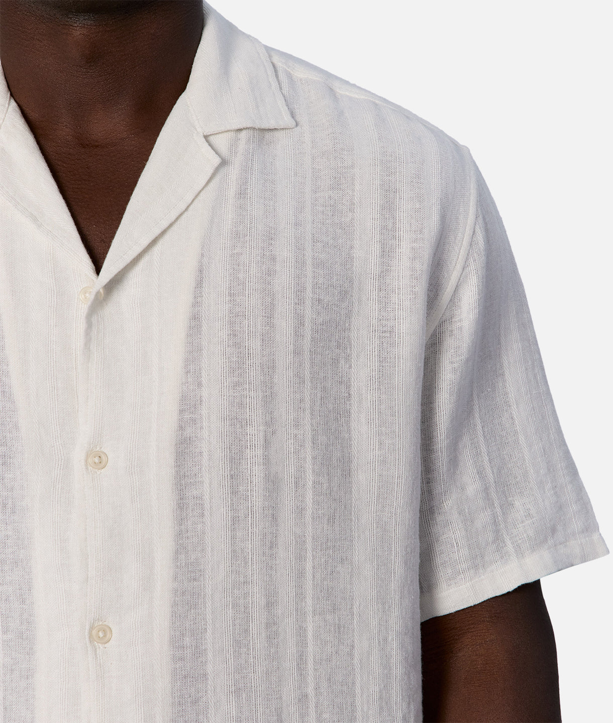 The Catanza Stripe S/s Linen Shirt - White