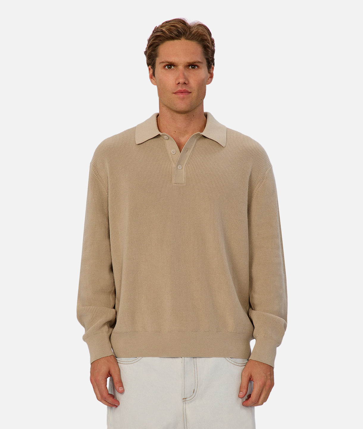 The Hamilton Knitted Polo - Sand Dune