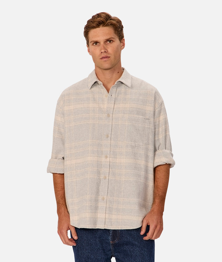 The Maplewood Long Sleeve Shirt - Grey/Cream