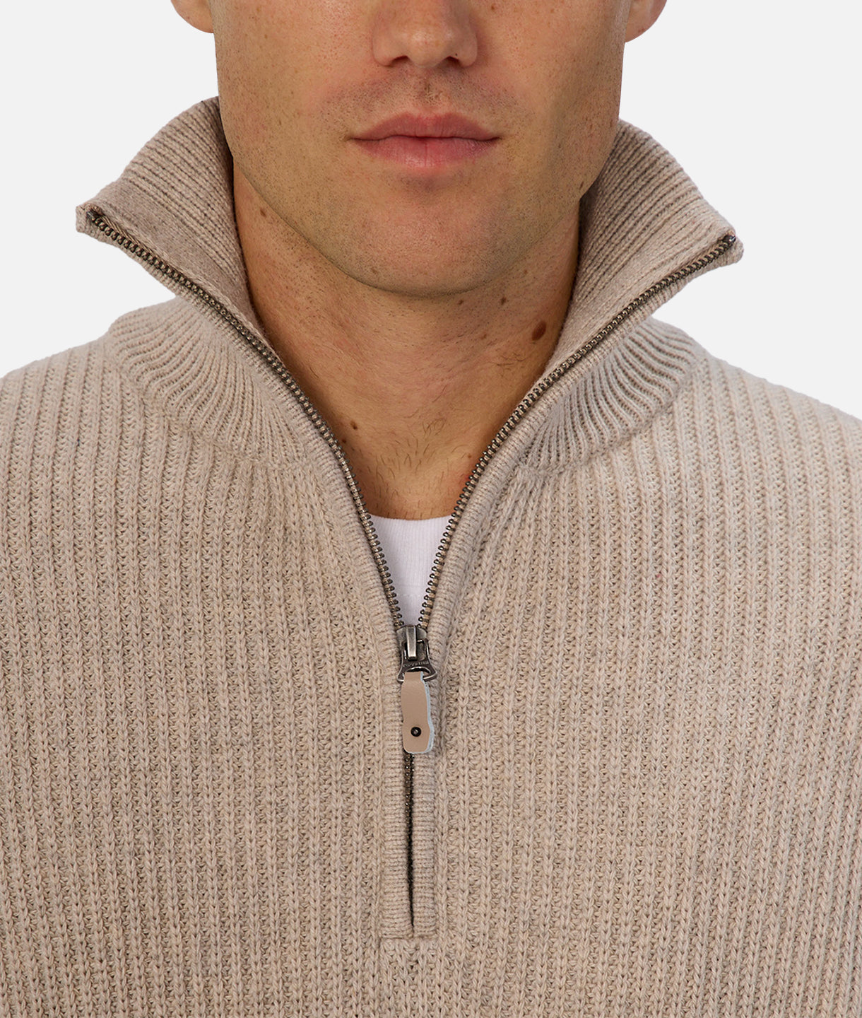 The Montreal Zip Neck Knit - Pebble