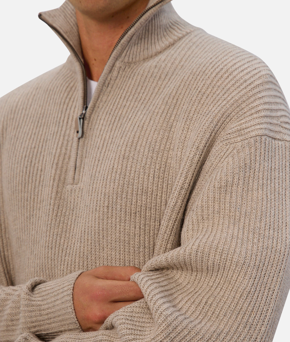 The Montreal Zip Neck Knit - Pebble
