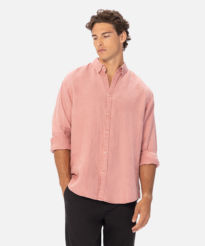 The Trinidad Linen Long Sleeve Shirt - Washed Rose