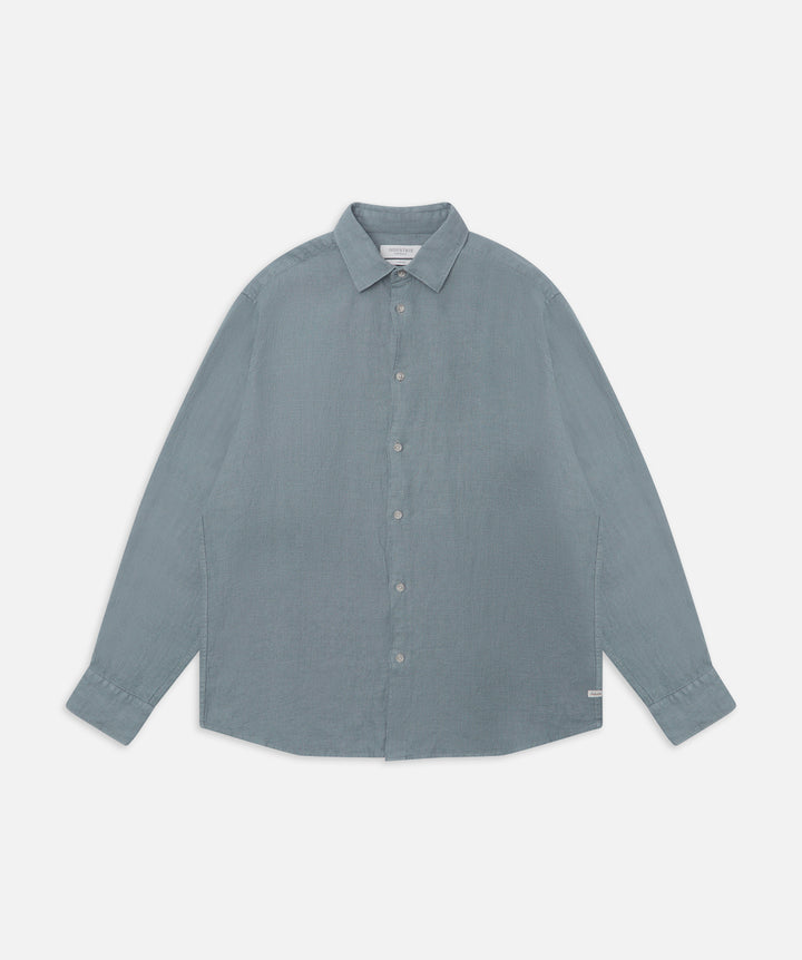The Palermo Linen Long Sleeve Shirt - Blue Steel 27