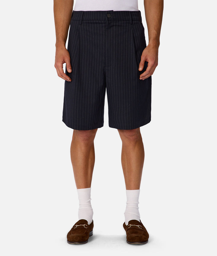 The Pinstripe Lusso Short - Navy Grey