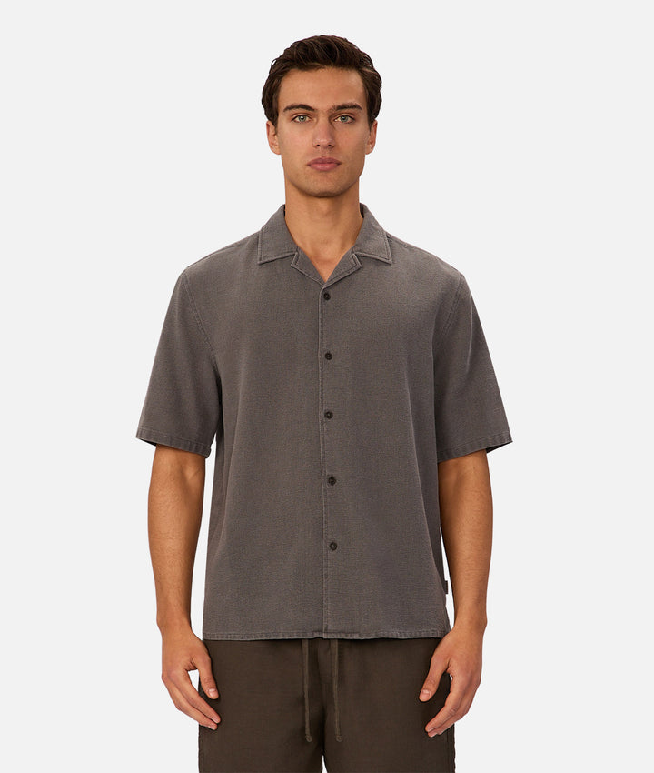 The Washed Marbella Short Sleeve Shirt - Gunmetal