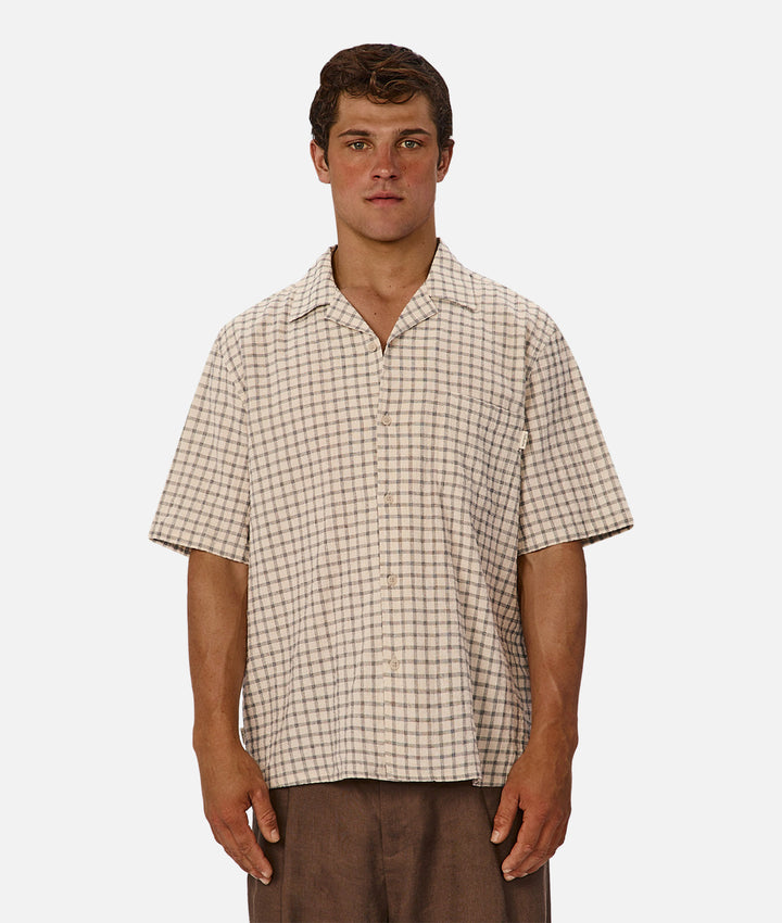 The Santa Fe Short Sleeve Shirt - Stone Navy