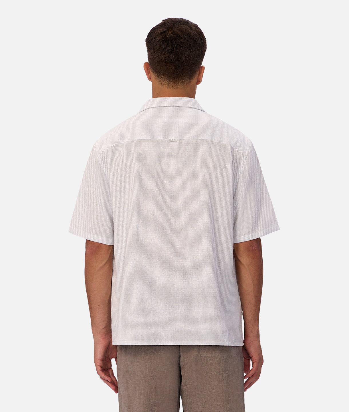The Striped Marbella Short Sleeve Shirt - Sky / Off White