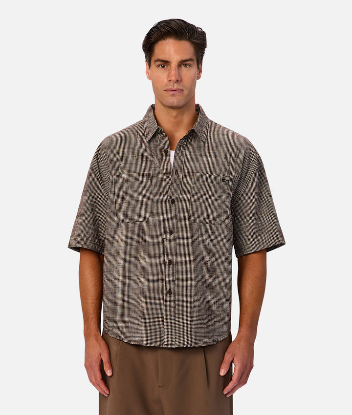 The Camerosa Short Sleeve Shirt - Brown / Off White