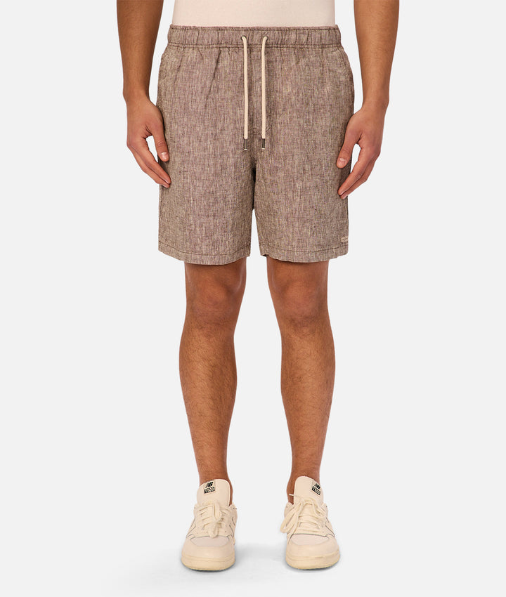 The Marina Linen Short - Brown Melange