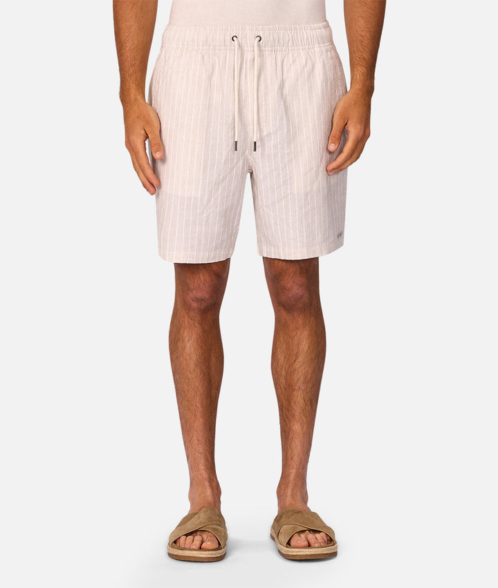 The La Brava Linen Blend Short - Shallot/Off White
