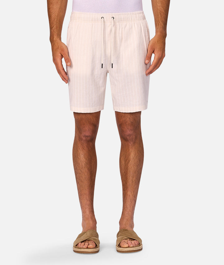 The La Brava Linen Blend Short - Wheat/Off White