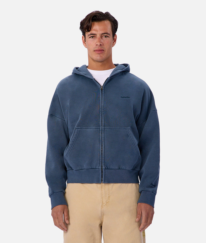 The Staten Zip Through Hoodie - Denim